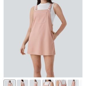 NWT HALARA Pockets Waffle Mini Casual Dress Pink Pinafore Dress SIZE Medium